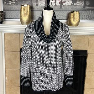 Calvin Klein Sweater Size M Cowl Neck Black White